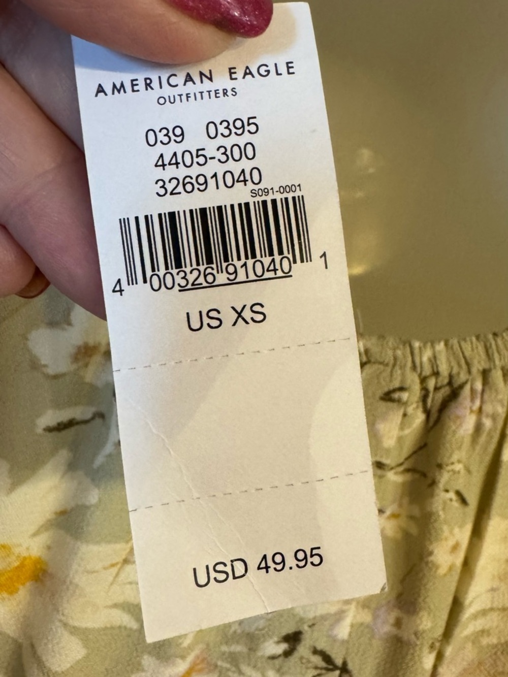 NWT American Eagle Outfitters Light Sage Green Floral  Dress XSMALL   #CL - Picture 11 of 11